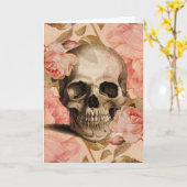 ヴィンテージのローザのスカルのコラージュ カード (黄色い花)