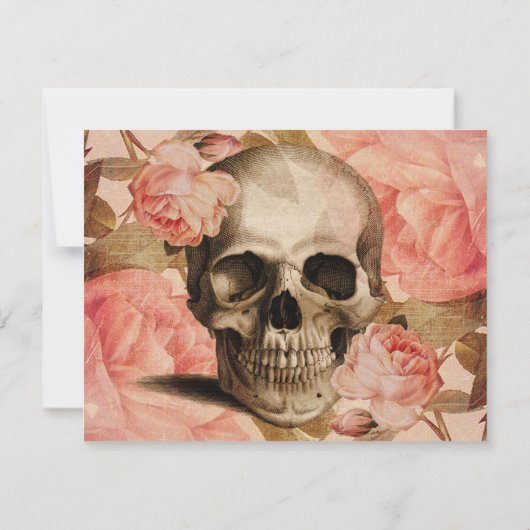 ヴィンテージのローザのスカルのコラージュ サンキューカード (裏面)