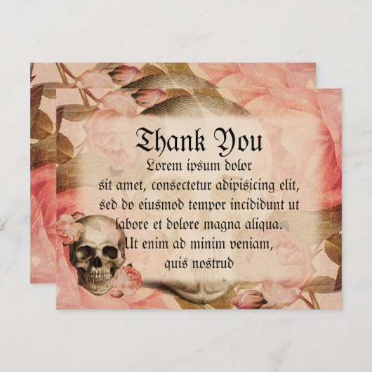 ヴィンテージのローザのスカルのコラージュ サンキューカード (正面/裏面)
