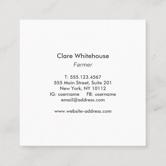 ヴィンテージのロースターエンブレムカントリーファームの名刺 スクエア名刺 (裏面)