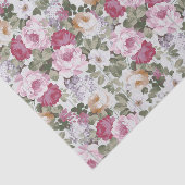 ヴィンテージのローズピンクの花の素朴で白い木製パターン 薄葉紙 (詳細)
