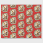 ヴィンテージのロープの花を持つ西部の女性のカーボーイの馬 ラッピングペーパー (フラット)