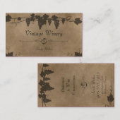 ヴィンテージのワイナリーの名刺-ブドウつる植物のワイン 名刺 (正面/裏面)
