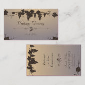 ヴィンテージのワイナリーの名刺-ブドウつる植物のワイン 名刺 (正面/裏面)