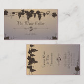 ヴィンテージのワイナリーの名刺-ブドウつる植物のワイン 名刺 (正面/裏面)