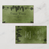 ヴィンテージのワイナリーの名刺-ブドウつる植物のワイン 名刺 (正面/裏面)