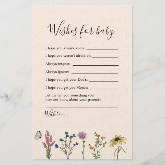 ヴィンテージのワイルドフラワーの赤ちゃんシャワーの願いベビー (正面)