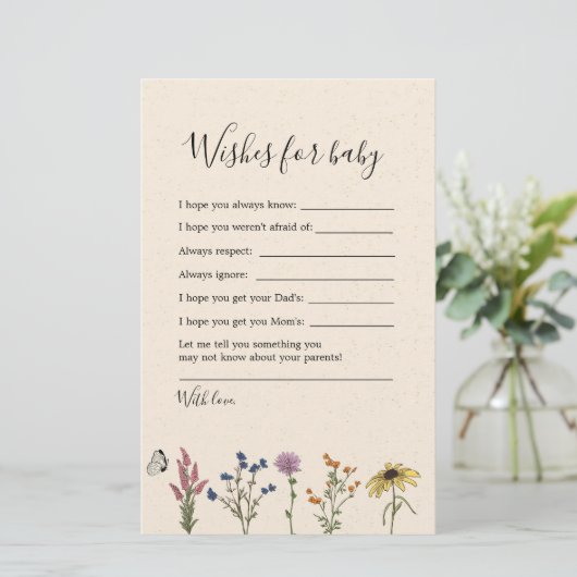 ヴィンテージのワイルドフラワーの赤ちゃんシャワーの願いベビー (スタンド正面)