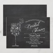 ヴィンテージのワイングラスのブライダルシャワーの招待状 招待状 (正面/裏面)