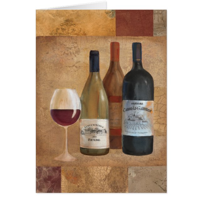 ヴィンテージのワイン・ボトルおよびワイングラス (正面)