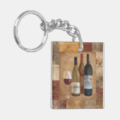 ヴィンテージのワイン・ボトルおよびワイングラス キーホルダー (正面左)