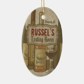 ヴィンテージのワイン・ボトルのパーソナライズなオーナメント セラミックオーナメント (右)