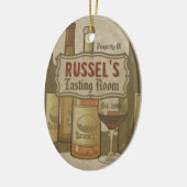 ヴィンテージのワイン・ボトルのパーソナライズなオーナメント セラミックオーナメント (左)