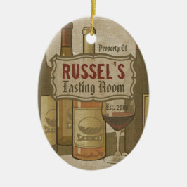 ヴィンテージのワイン・ボトルのパーソナライズなオーナメント セラミックオーナメント