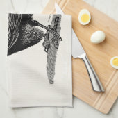 ヴィンテージのワタリガラスのカラスクロドリの鳥のイラストレーション キッチンタオル (四つ折り)