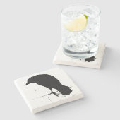 ヴィンテージのワタリガラスのシルエットのレトロのゴシックはカラスをあさり歩きます ストーンコースター (横)