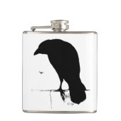 ヴィンテージのワタリガラスのシルエットのレトロのゴシックはカラスをあさり歩きます フラスク (正面)