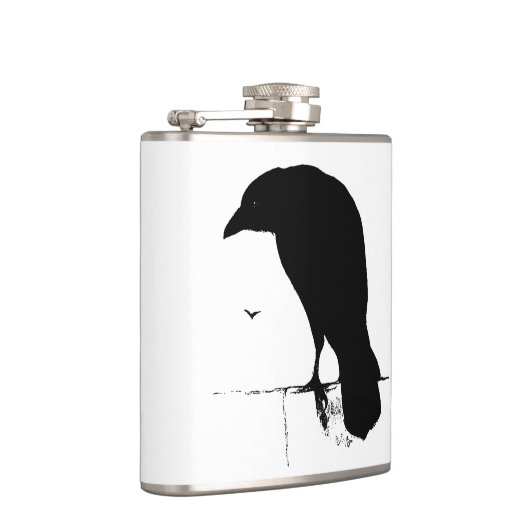 ヴィンテージのワタリガラスのシルエットのレトロのゴシックはカラスをあさり歩きます フラスク (右)