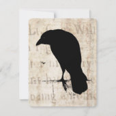 ヴィンテージのワタリガラスのシルエットのレトロのゴシックは鳥をあさり歩きます 招待状 (正面)