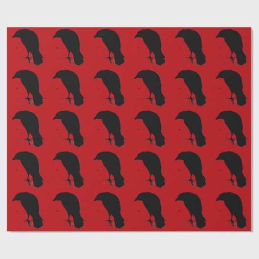 ヴィンテージのワタリガラスのシルエットの黒の赤はカラスをあさり歩きます ラッピングペーパー (フラット)