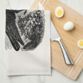 ヴィンテージのワタリガラスの黒の鳥のカラスのパーソナライズな鳥 キッチンタオル (四つ折り)