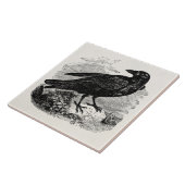 ヴィンテージのワタリガラスの黒の鳥のカラスのパーソナライズな鳥 タイル (側面)