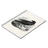 ヴィンテージのワタリガラスの黒の鳥のカラスのパーソナライズな鳥 ノートブック (左側)