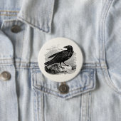 ヴィンテージのワタリガラスの黒の鳥のカラスのパーソナライズな鳥 缶バッジ (インサイチュ)