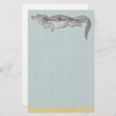 ヴィンテージのワニの文房具 便箋 (正面/裏面)