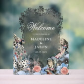 ヴィンテージのワンダーランドのダスティブルーアリス結婚。 アクリルサイン (ニュートラル)