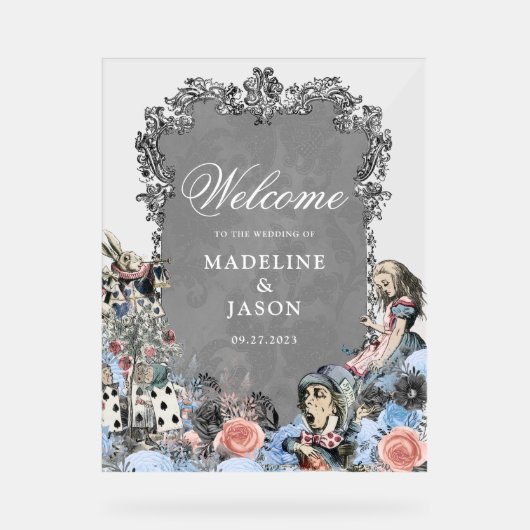 ヴィンテージのワンダーランドのダスティブルーアリス結婚。 アクリルサイン (正面)