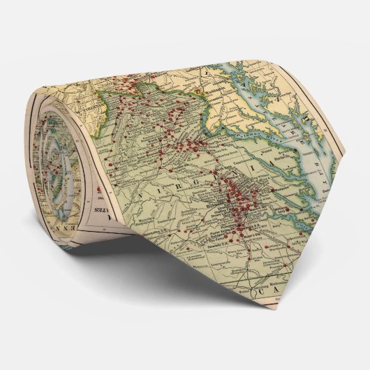 ヴィンテージのヴァージニアの内戦の戦場Map (1912年) ネクタイ (ロール)