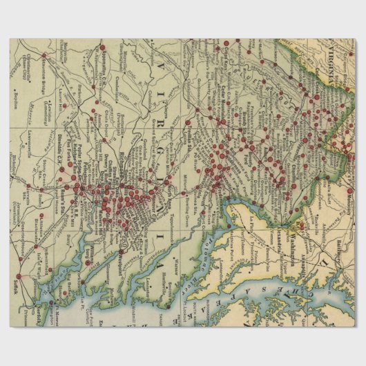 ヴィンテージのヴァージニアの内戦の戦場Map (1912年) ラッピングペーパー (フラット)