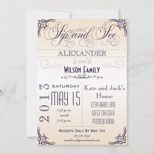 ヴィンテージの一口は招待状を見、 招待状 (正面)