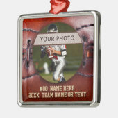 ヴィンテージの一見のフットボールのオーナメント、あなたの写真、文字 メタルオーナメント (左)