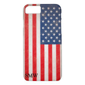 ヴィンテージの一見のモノグラム米国の愛国心が強い旗のデザイン Case-Mate iPhoneケース (裏面)