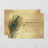 ヴィンテージの一見の孔雀の羽RSVPのカスタム 出欠カード (正面/裏面)