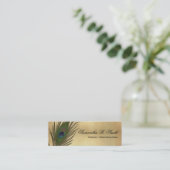 ヴィンテージの一見の孔雀はエレガントな細いに羽をつけます スキニー名刺 (スタンド正面)