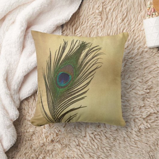 ヴィンテージの一見の孔雀はエレガントに羽をつけます クッション (ブランケット)