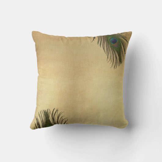 ヴィンテージの一見の孔雀はエレガントに羽をつけます クッション (裏面)
