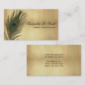 ヴィンテージの一見の孔雀はエレガントに羽をつけます 名刺 (正面/裏面)