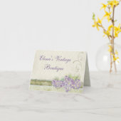 ヴィンテージの一見の薄紫のアジサイ、一致のノート カード (黄色い花)