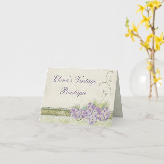 ヴィンテージの一見の薄紫のアジサイ、一致のノート カード (黄色い花)