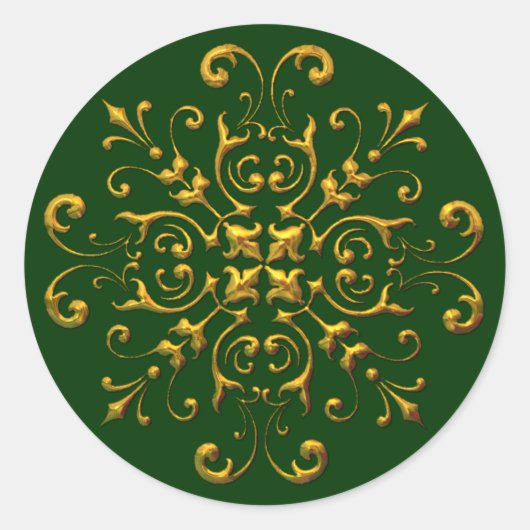 ヴィンテージの一見の金ゴールドの薄片のステッカー ラウンドシール (正面)