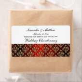 ヴィンテージの一見の金ゴールド及び赤いダマスク織#3のワインのラベル ラベル (インサイチュ)