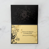 ヴィンテージの一見石及びロール音楽テーマの結婚式 サンキューカード (内部)