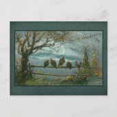 ヴィンテージの七面鳥が柵の中を月明かりの中 ポストカード (正面)