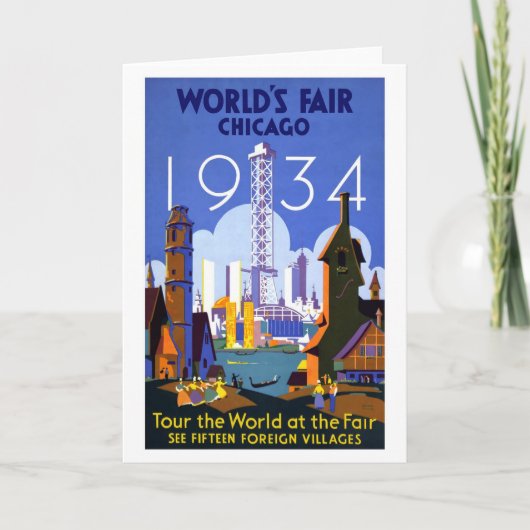 ヴィンテージの万国博覧会シカゴ1934年 カード (正面)
