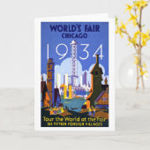 ヴィンテージの万国博覧会シカゴ1934年 カード (黄色い花)