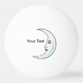 ヴィンテージの三日月形の白い満月様顔貌の白の星 卓球ボール (正面)